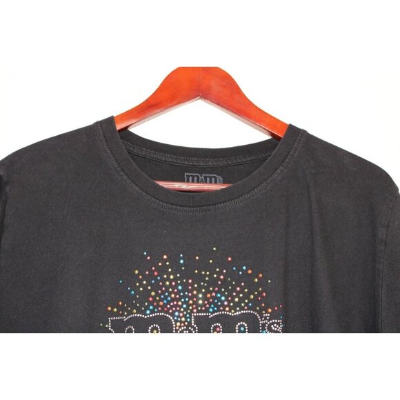 M&M Mars Vintage Women's T-Shirt XL Black Rhinestones Short Sleeve Relaxed Fit - Picture 3 of 11